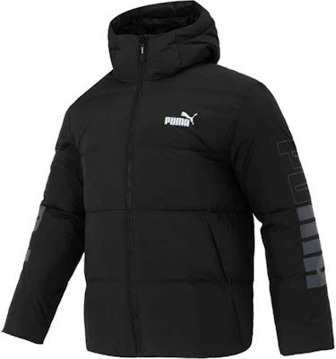 Puma 黑色連帽羽絨外套 字母印花休閒設計 678720-01 Buy Puma 黑色連帽羽絨外套 字母印花休閒設計 678720-01