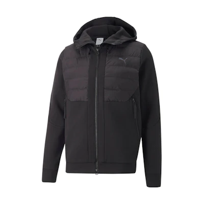 Puma Black Hooded Jacket with Logo Embroidery and Patchwork Design 535823-01
