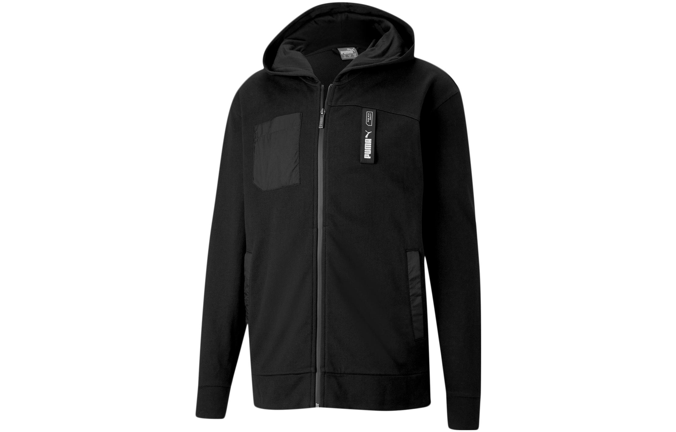 Puma Black Hoodie Jacket with Logo Print and Zipper Closure 582699-01