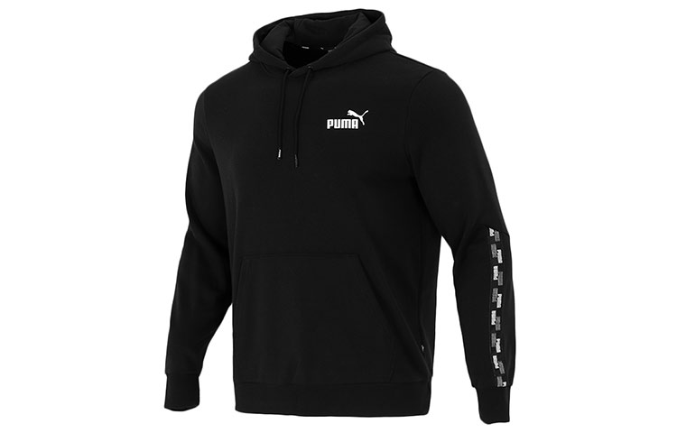 Puma Black Hoodie Pullover Sweatshirt with Side Stripe Design 846560-01