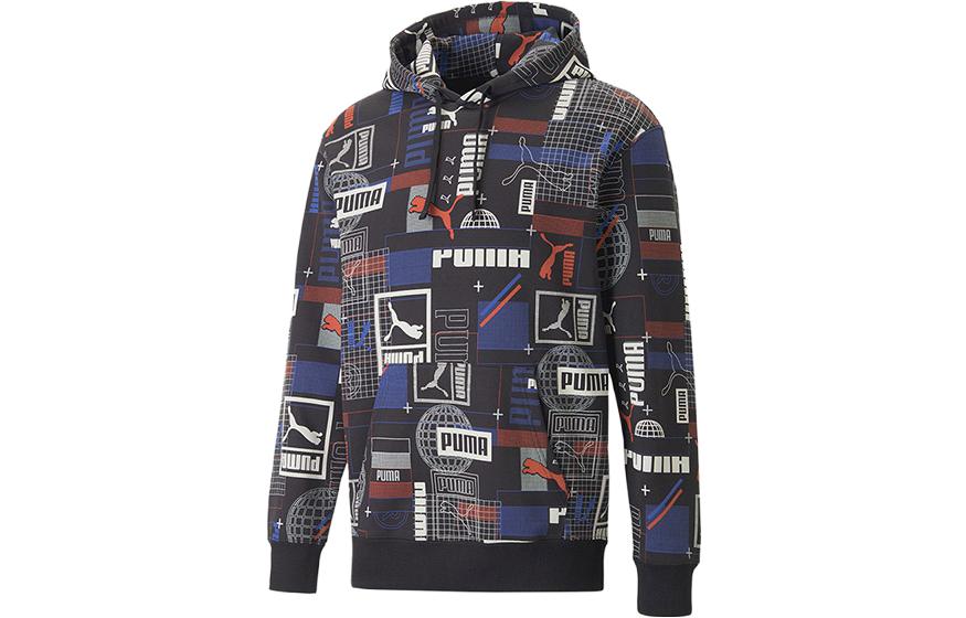 Puma Black Hoodie with Brand Doodle Graphic Design 620425-01