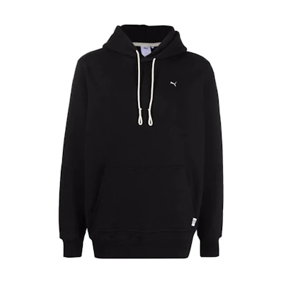 Puma Black Hoodie with Embroidered Logo, Solid Color, Long Sleeve Pullover 533464-01