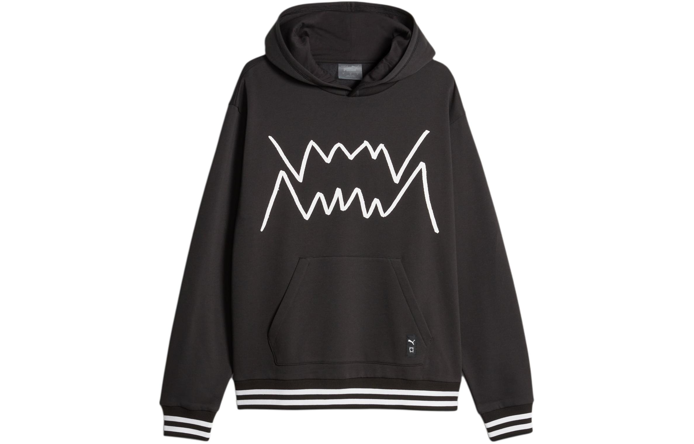 Puma Black Hoodie with Graphic Line Design Casual Style 622007-01