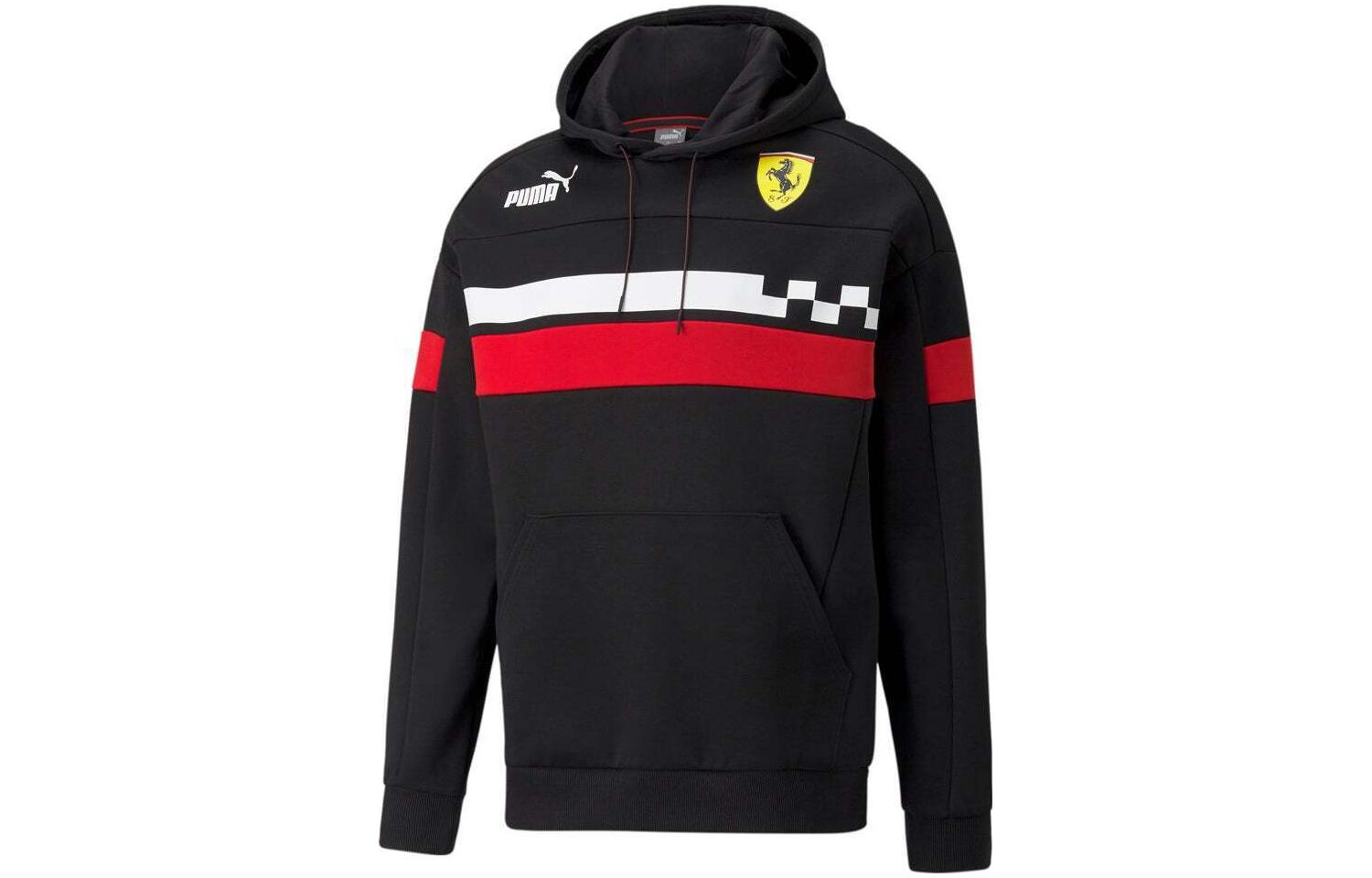 Puma Black Hoodie with Letter Graphic Print Long Sleeve Pullover Fit 531650-01