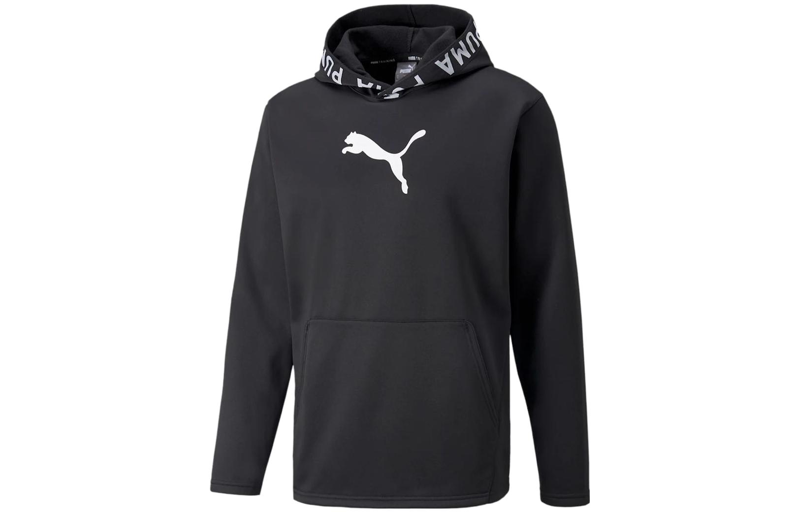 Puma Black Hoodie with Solid Color and Letter Print Design 521306-01