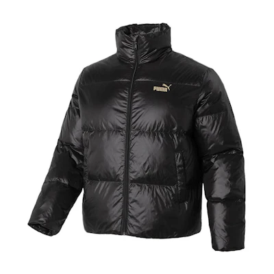 Puma Black Jacket with Logo Print, Solid Color, Stand Collar, Long Sleeve 625611-01