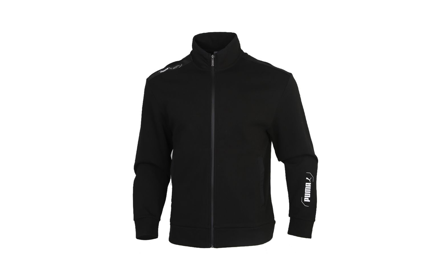 Puma Black Knit Track Jacket with Zipper and Stand Collar 585258-01