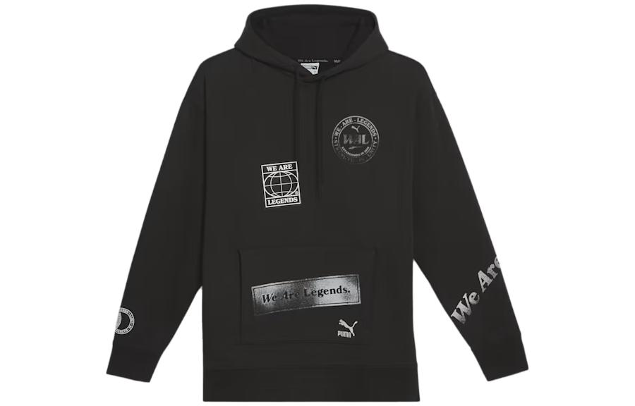 Puma Black Letter Graphic Pullover Hoodie Long Sleeve Sweatshirt 536317-01