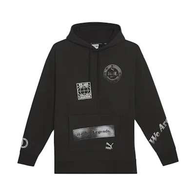 Puma Black Letter Graphic Pullover Hoodie Long Sleeve Sweatshirt 536317-01