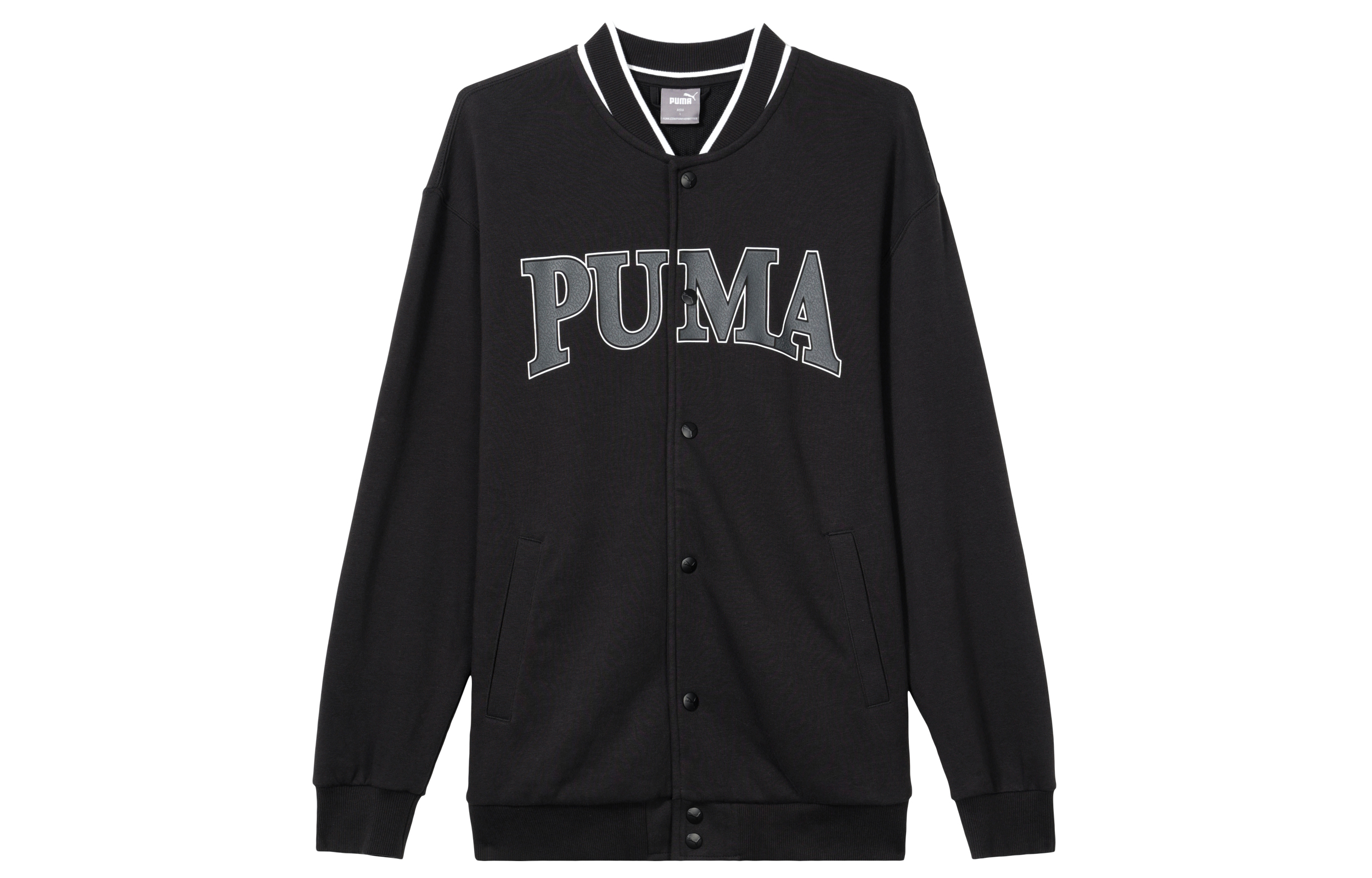 Puma Black Letter Print Casual Single-Breasted Jacket Long Sleeve 681267-01