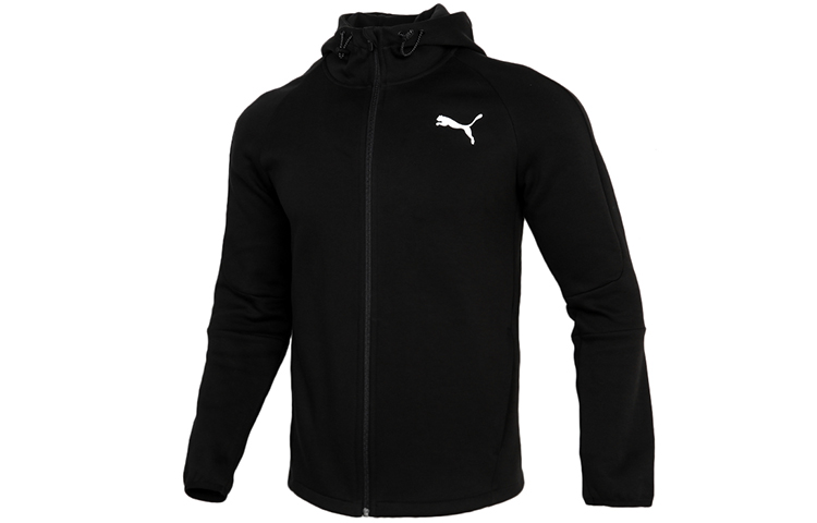Puma Black Logo Casual Sports Hoodie Jacket 588889-01
