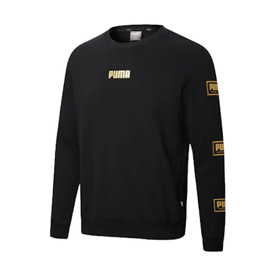 Puma Black Logo Gold-Print Pullover Sweatshirt 586348-01