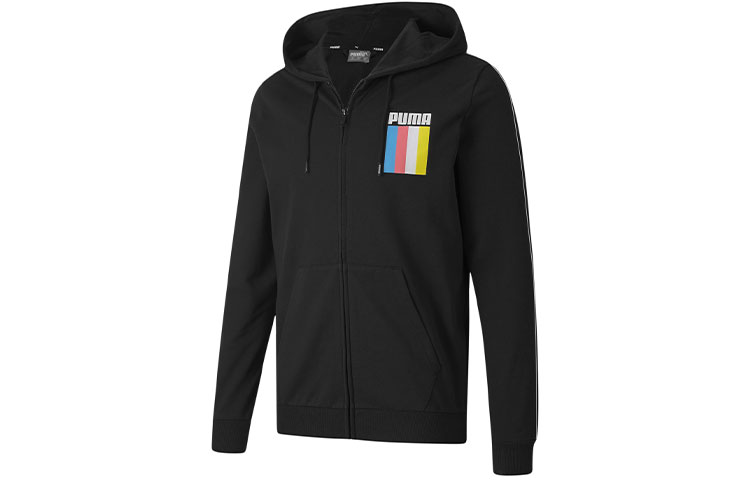 Puma Black Logo Hoodie Full-Zip Casual Sports Jacket 585062-01