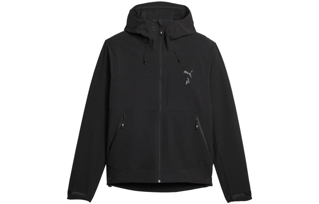 Puma Black Logo Print Hooded Zip Woven Jacket 524108-01