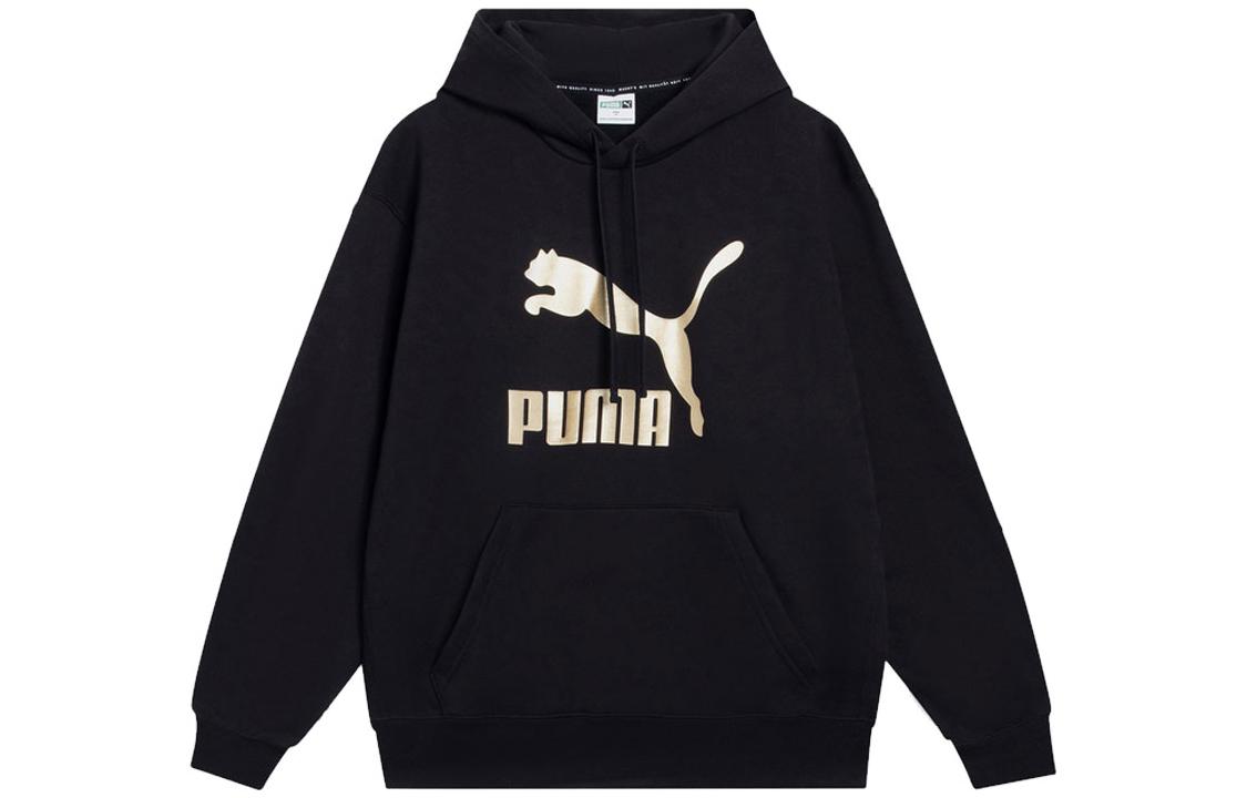 Puma Black Logo Print Long-Sleeve Pullover Hoodie 537678-01
