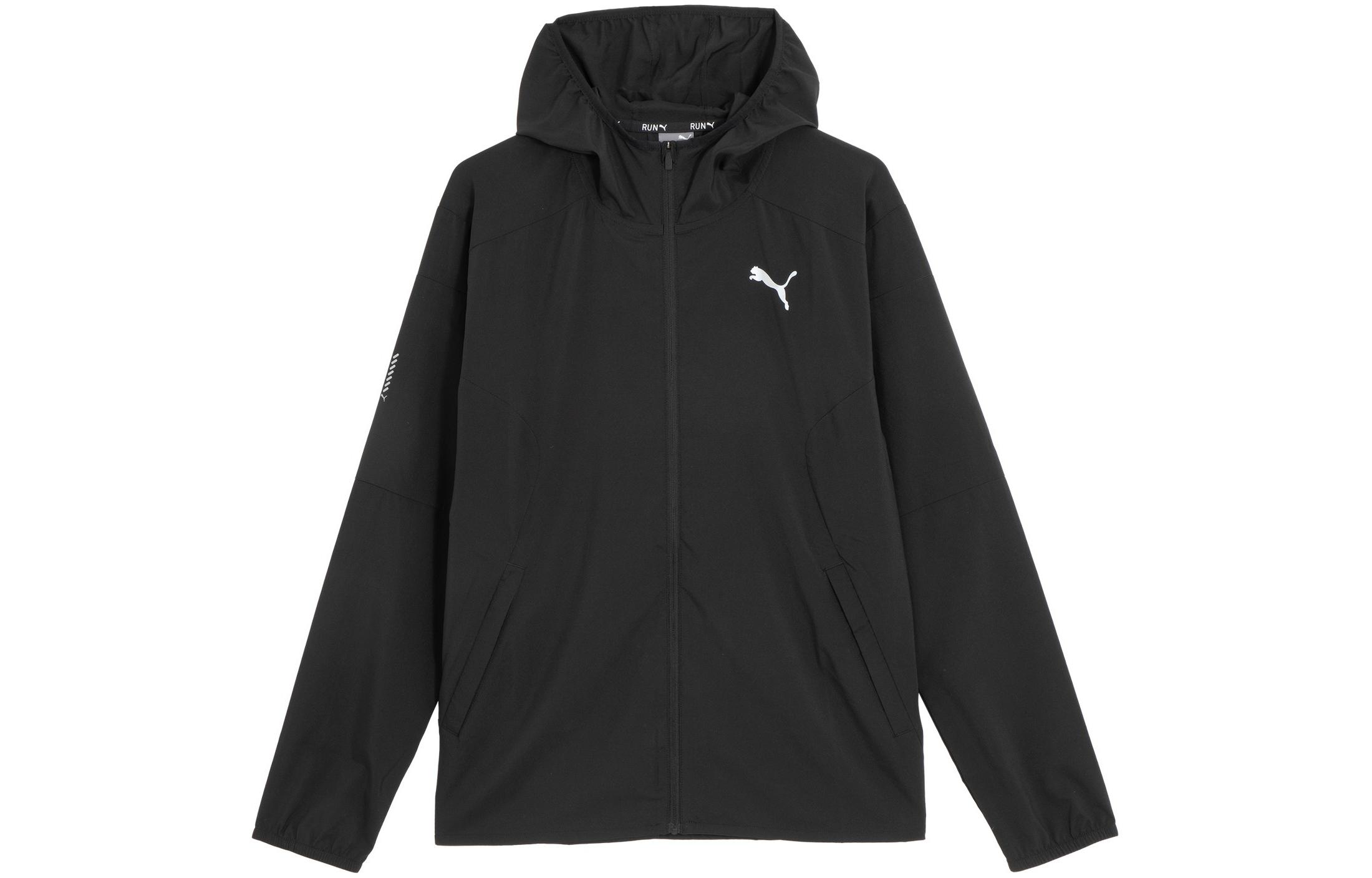 Puma Black Logo Print Oversized Hoodie Jacket with Dropped Shoulders 523274-01