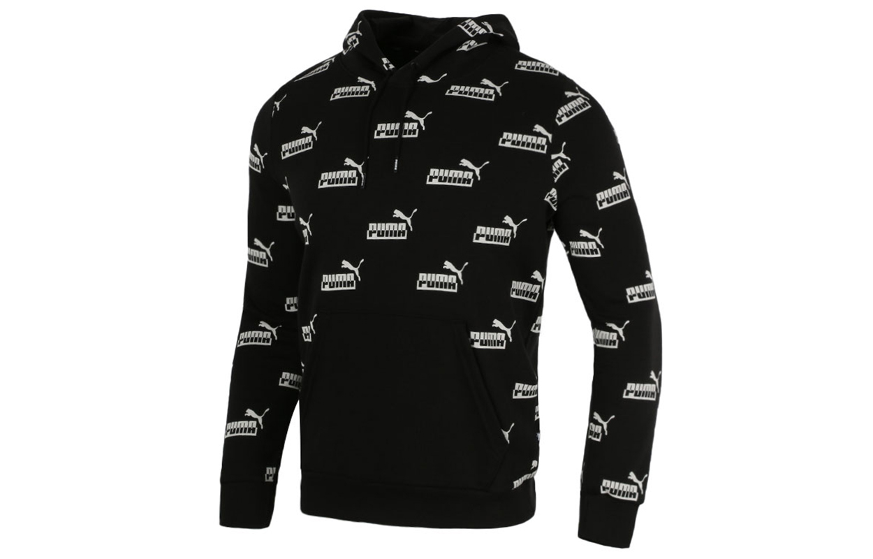 Puma Black Logo Print Pullover Hoodie - Casual Sportswear 588803-01