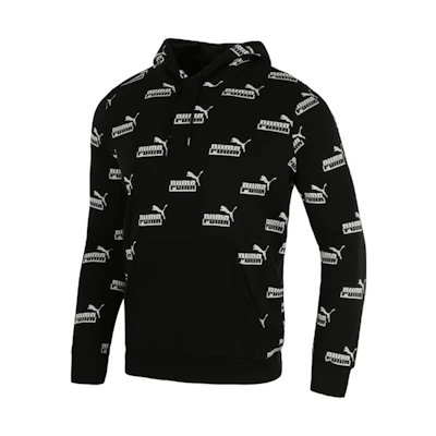 Puma Black Logo Print Pullover Hoodie - Casual Sportswear 588803-01