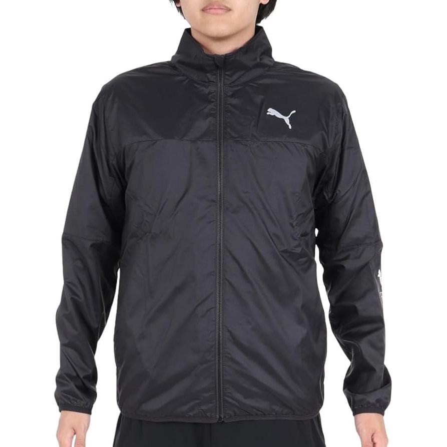 Puma Black Logo Print Stand Collar Zip-Up Jacket 525022-01