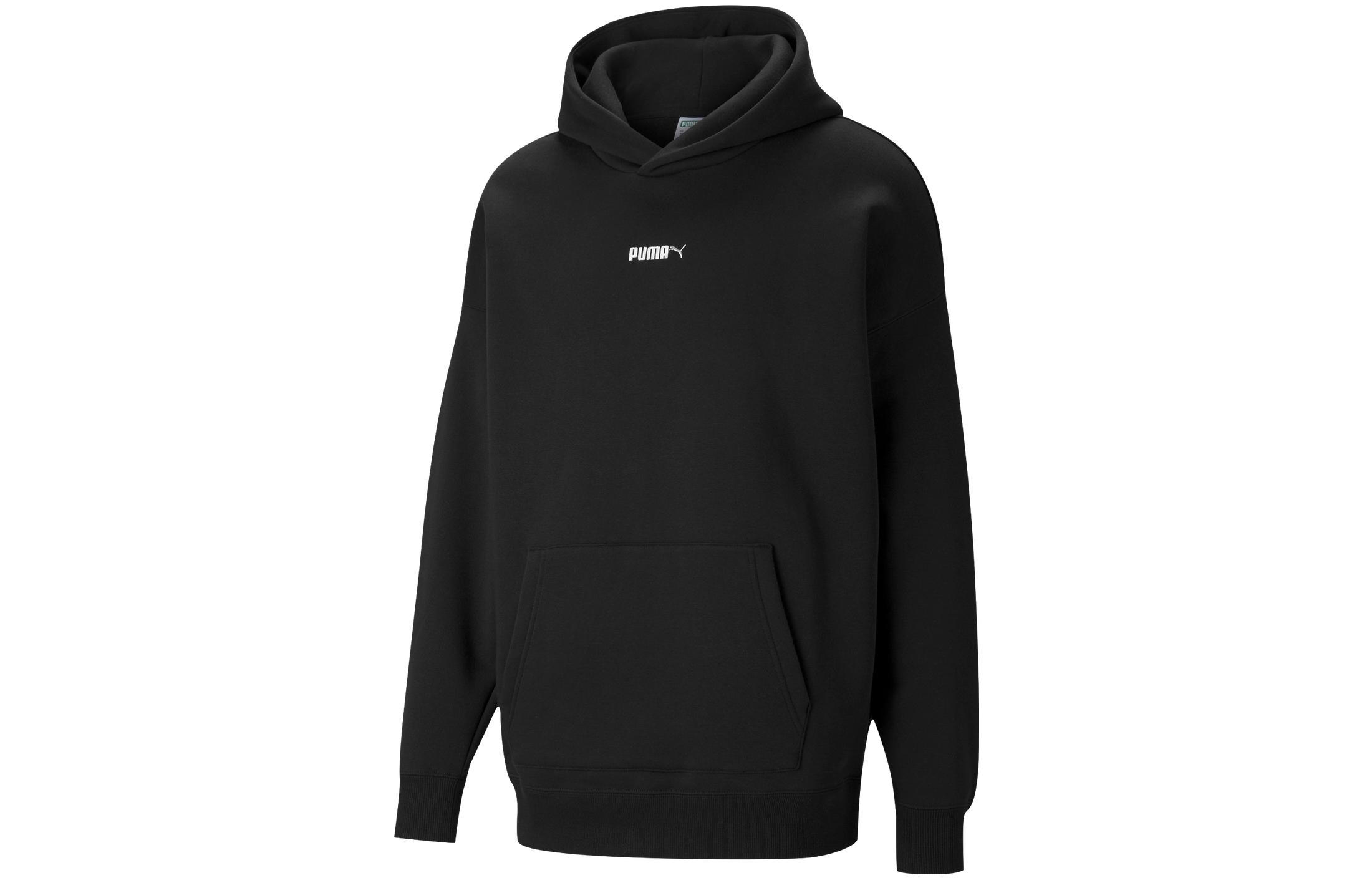 Puma Black Logo Pullover Hoodie Unisex Long Sleeve 534364-01