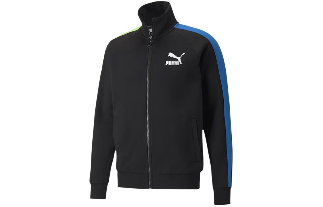 Puma Black Logo Striped Print Zip-Up Track Jacket 531377-66