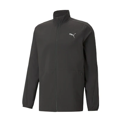 Puma Black Logo Woven Running Jacket with Moisture-Wicking Fabric 523155-01
