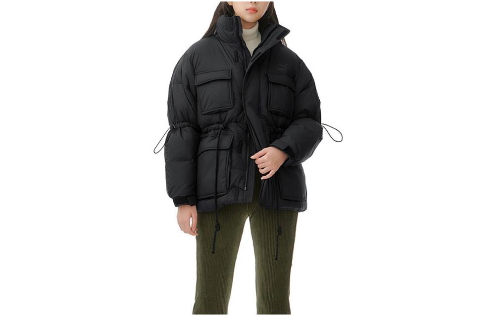 Order Puma 黑色戶外多口袋羽絨外套連帽設計 - 男女適用，印花Logo 932542-01