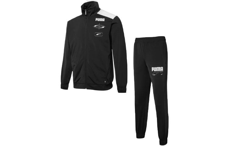 Puma Black Printed Tracksuit Set Zip-Up Hoodie & Pants 67122701