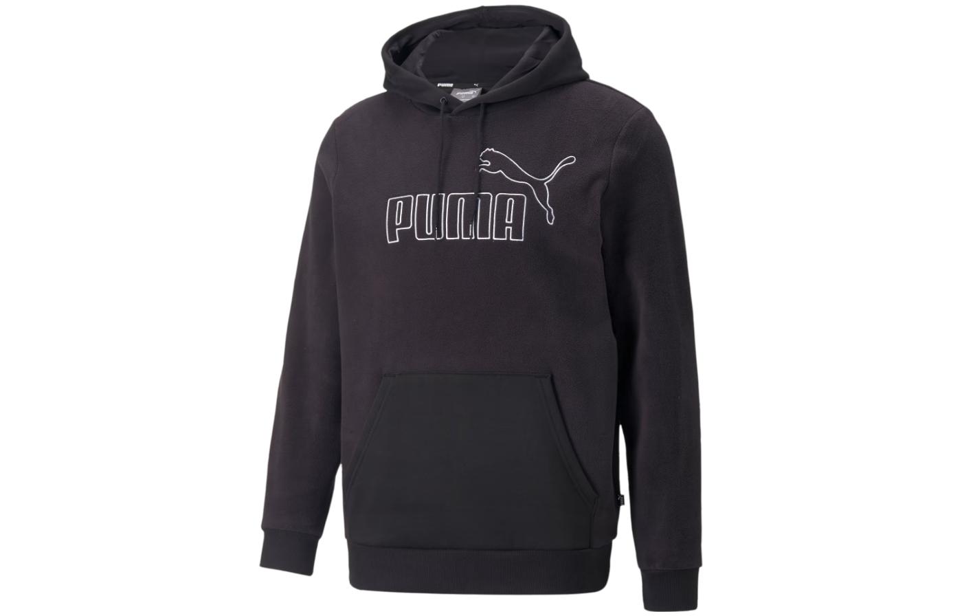 Puma Black Pullover Hoodie with Letter Print Long Sleeves 849891-01