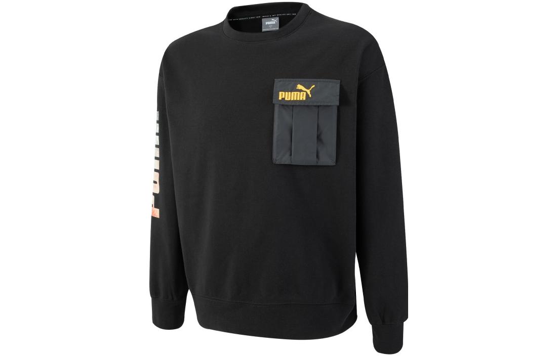 Puma Black Pullover Hoodie with Logo Print and Front Pocket 539699-01