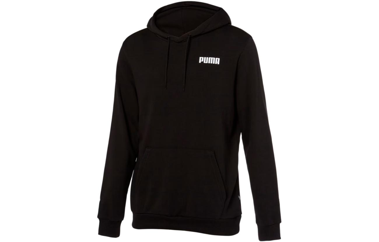 Puma Black Pullover Hoodie with Solid Letter Print and Drawstring 847229-01