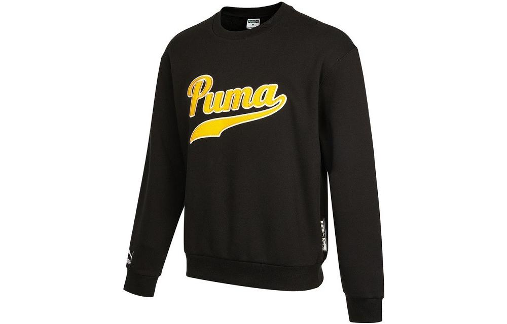 Puma Black Retro Logo Embroidered Pullover Sweatshirt 534383-01