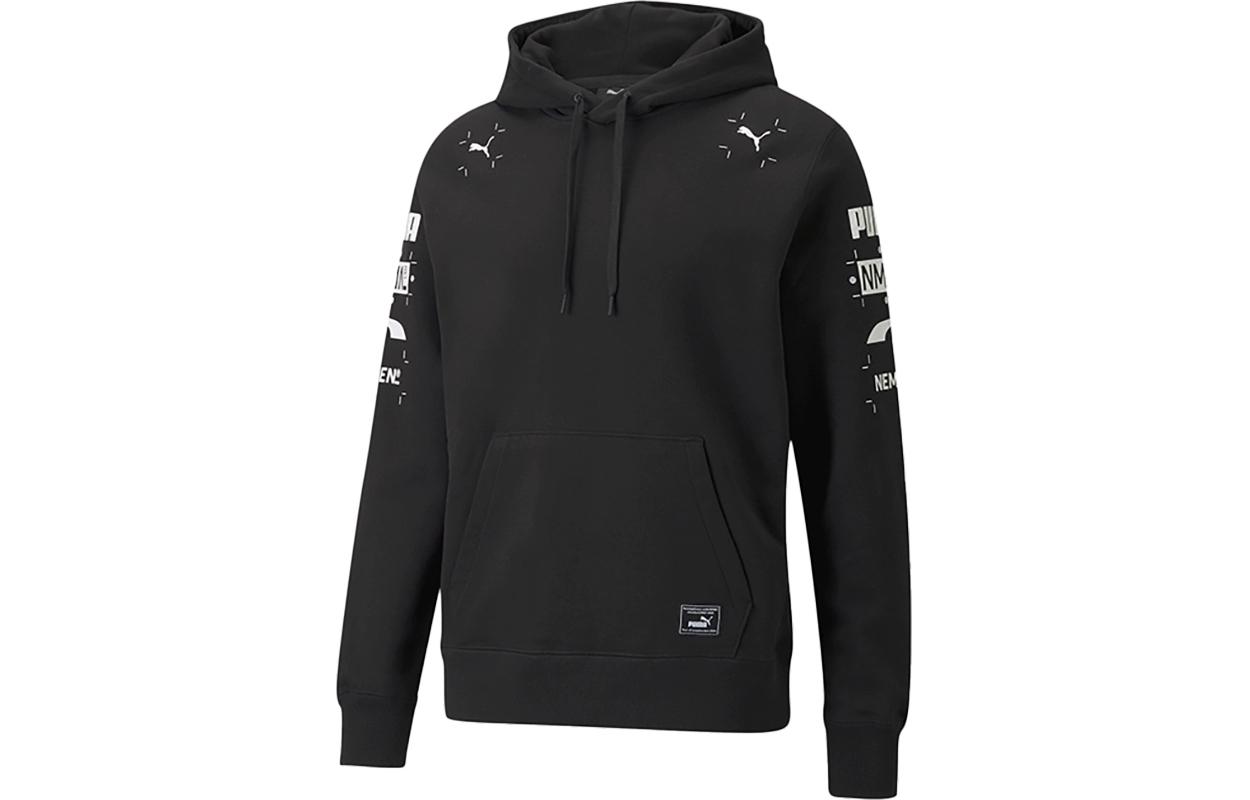 Puma Black Retro Sports Letter Print Pullover Hoodie 530451-01