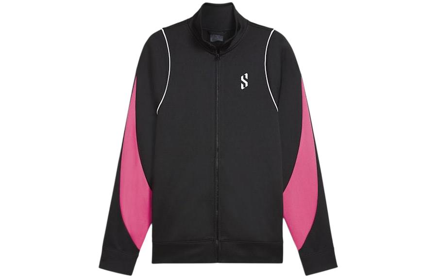 Puma Black Retro Track Jacket with Colorblock and Embroidered Logo 625864-01