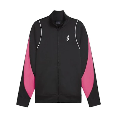 Puma Black Retro Track Jacket with Colorblock and Embroidered Logo 625864-01