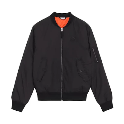 Puma Black Solid Color Baseball Collar Zip Up Loose Jacket 624876-01