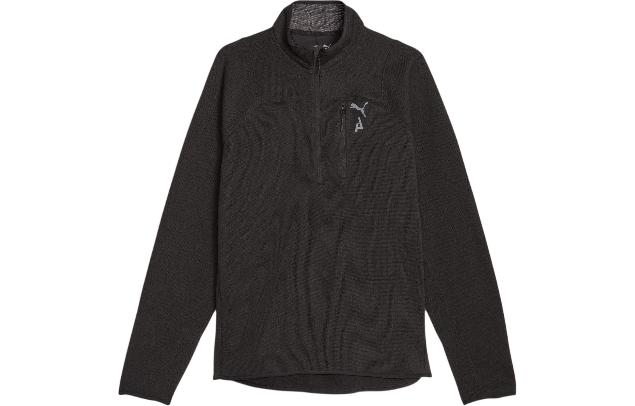 Puma Black Solid Color Fleece Stand Collar Sweatshirt 524132-01