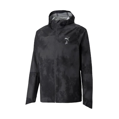 Puma Black Solid Color Logo Print Woven Hooded Jacket 523250-51