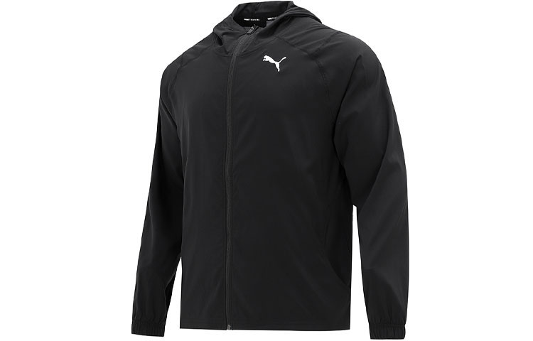 Puma Black Solid Hoodie Jacket with Logo Print 521532-01