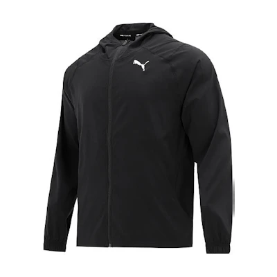 Puma Black Solid Hoodie Jacket with Logo Print 521532-01