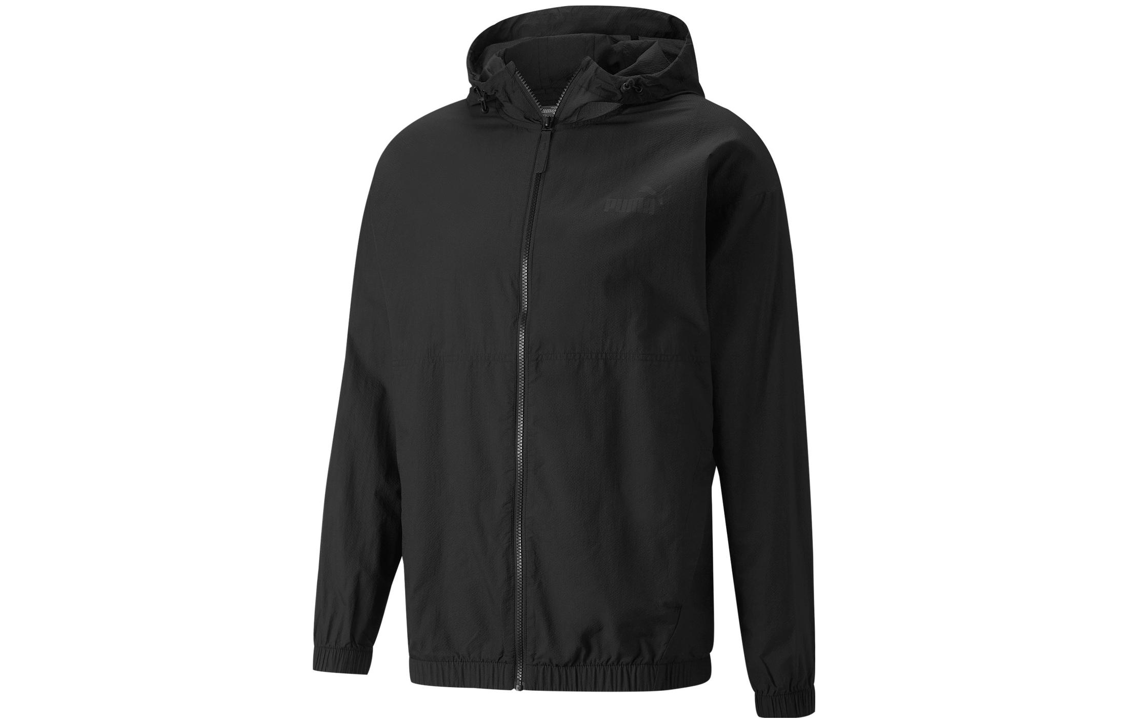 Puma Black Solid Hoodie Jacket with Logo Print 849444-01