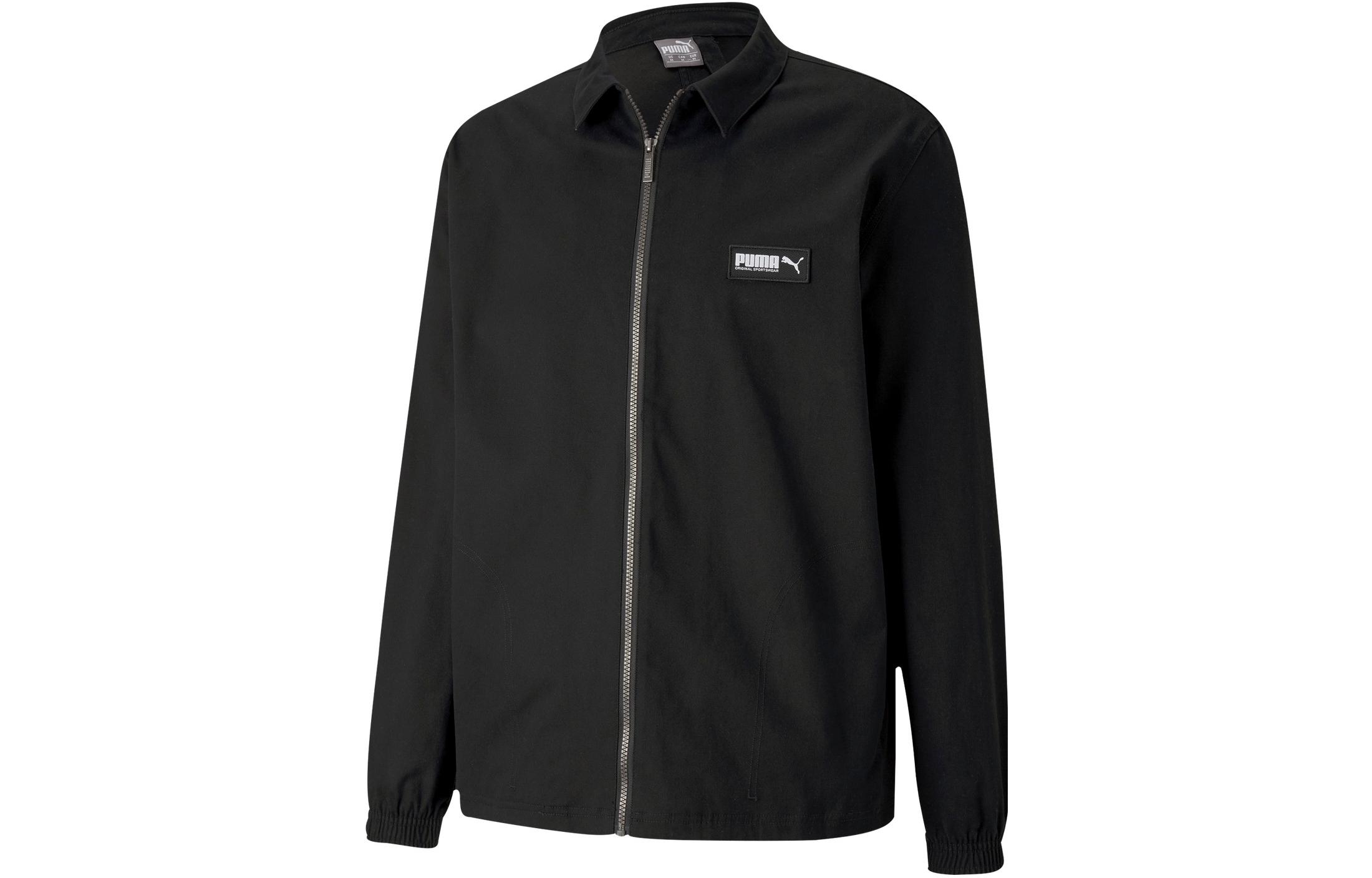 Puma Black Solid Logo Patch Straight Zip Jacket 582702-01