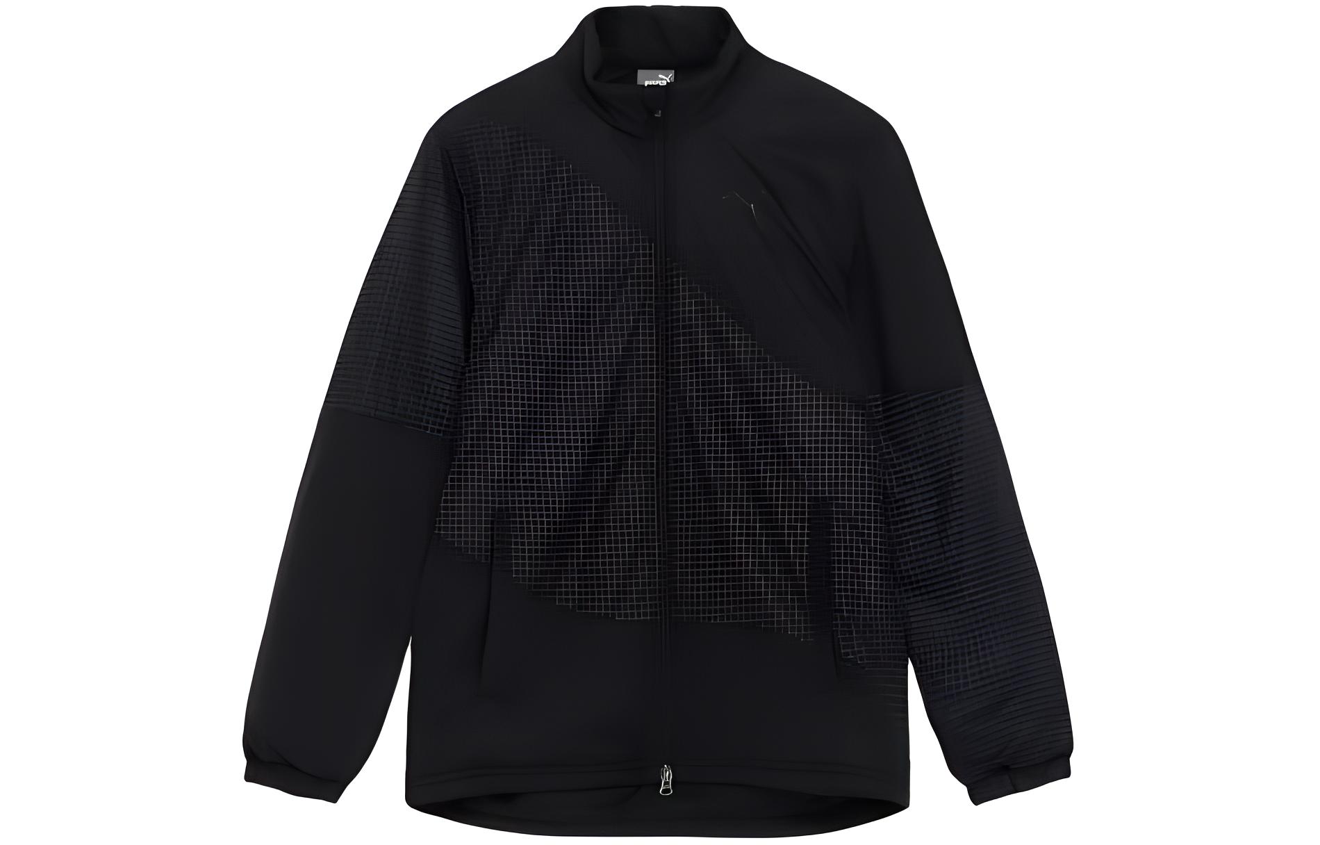 Puma Black Solid Zip-Up Loose Fit Baseball Jacket 624908-01