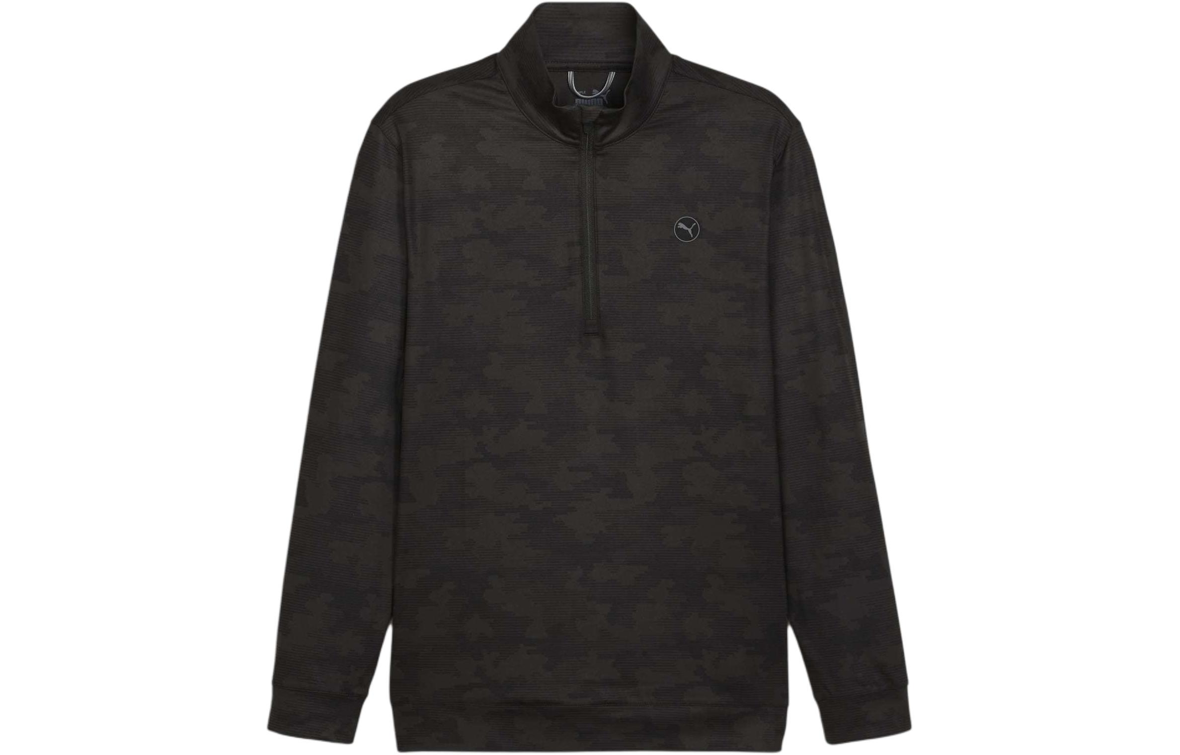 Puma Black Stand Collar Long-Sleeve Sweatshirt with Subtle Pattern Design 625912-01