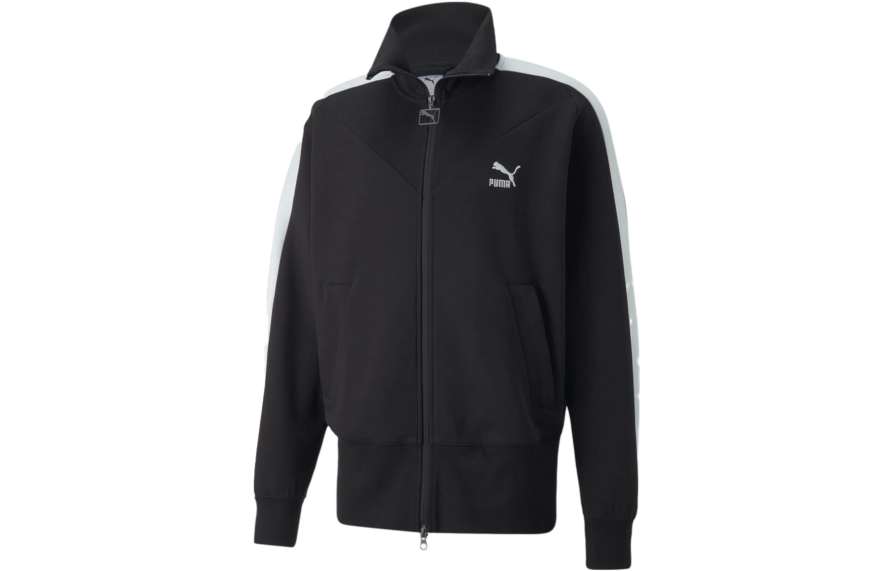 Puma Black Track Jacket with Side Stripes and High Collar Long Sleeve 536995-01