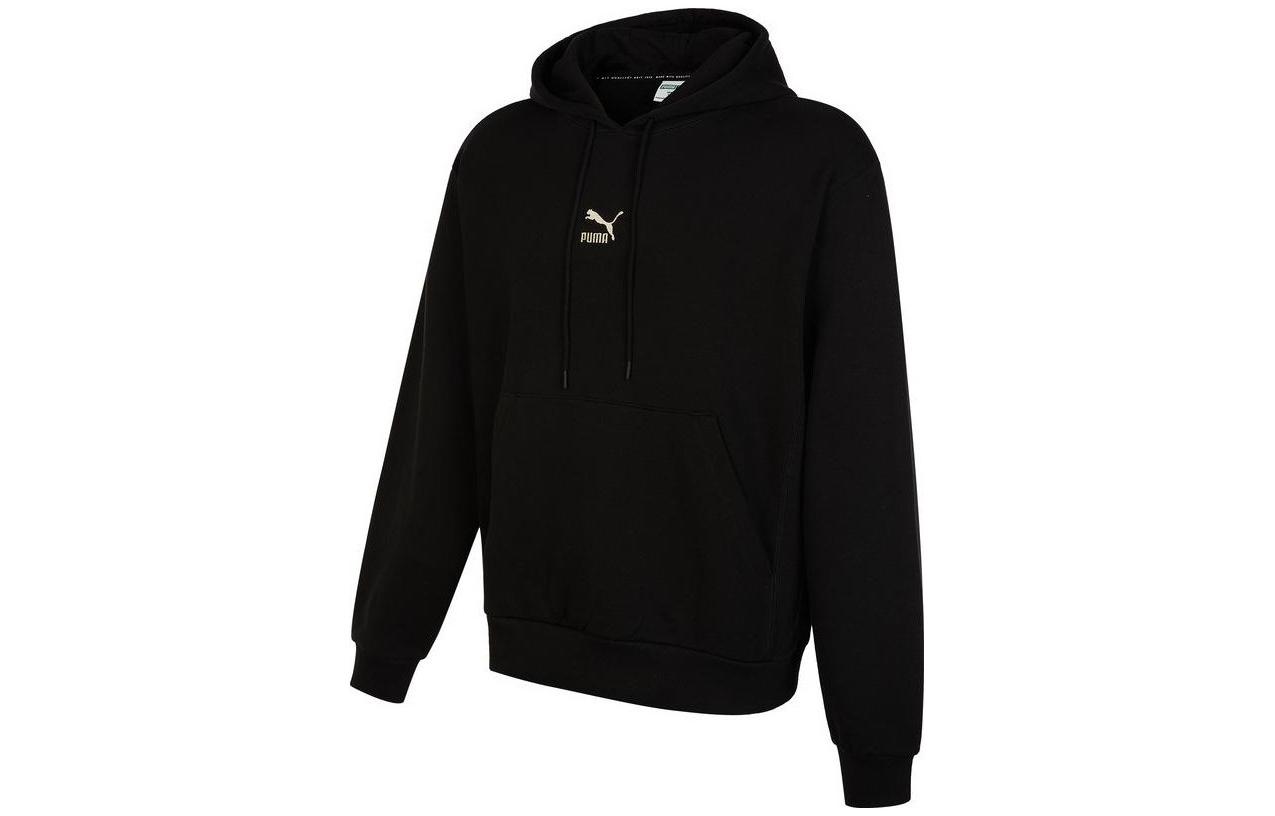 Puma Black Unisex Pullover Hoodie with Solid Logo and Drawstring 539755-01