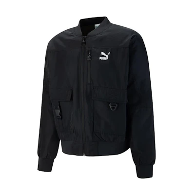 Puma Black Utility Jacket with Logo Print and Multi-Pocket Design 535584-01