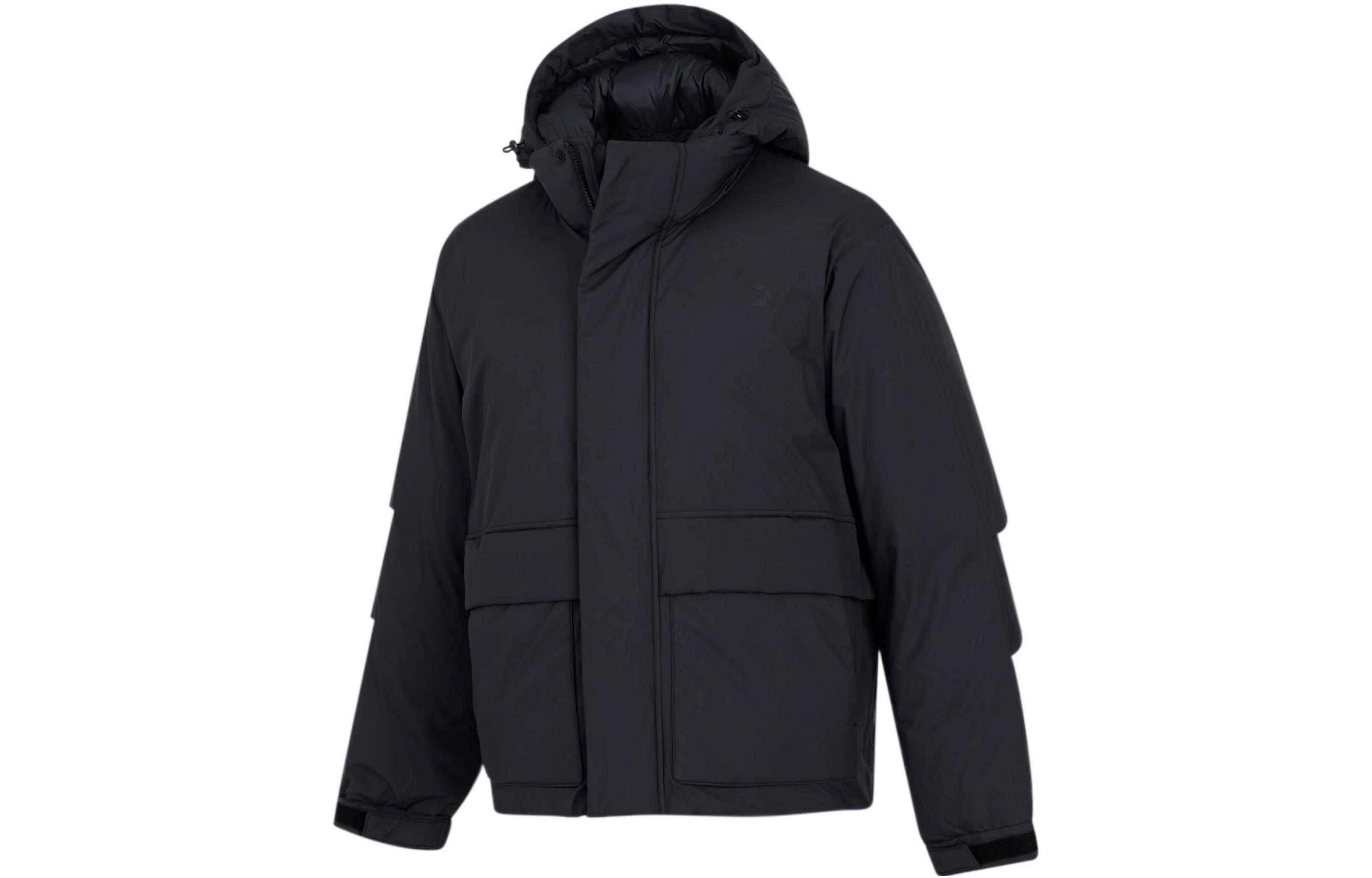 Puma Black Windproof Warm Jacket with Logo Print 933446-01