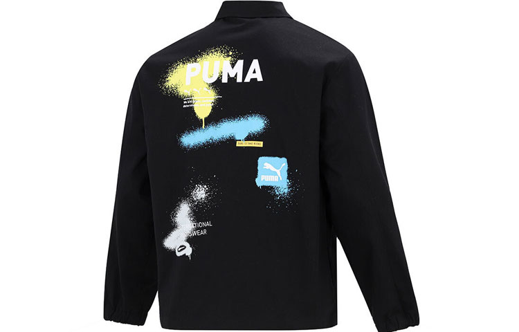 Puma Black Woven Collared Jacket with Logo Print 536089-01