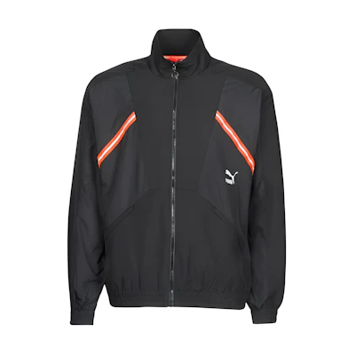 Puma Black Zip-Up High Collar Jacket with Front Logo Graphic Print 596464-01